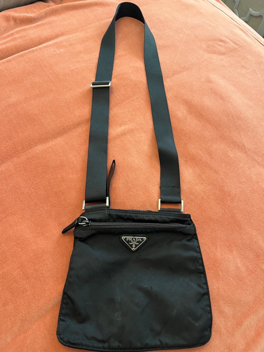 Prada Black Nylon Belt/Crossbody Pouch with Silver Hardware